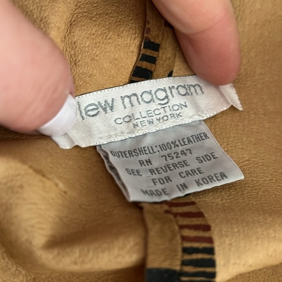 Lew Magram Suede Leather 53” x 25” Fringe Scarf Shawl Sarong Top - Picture 9 of 10